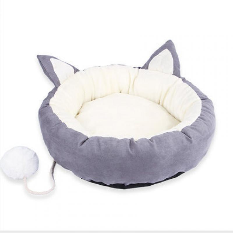 

Кровать для кошек Four Seasons, моющаяся мягкая круглая конура для кошек, кровать для маленьких и средних кошек и собак, аксессуары для домашних животных L (4-5kg) серый