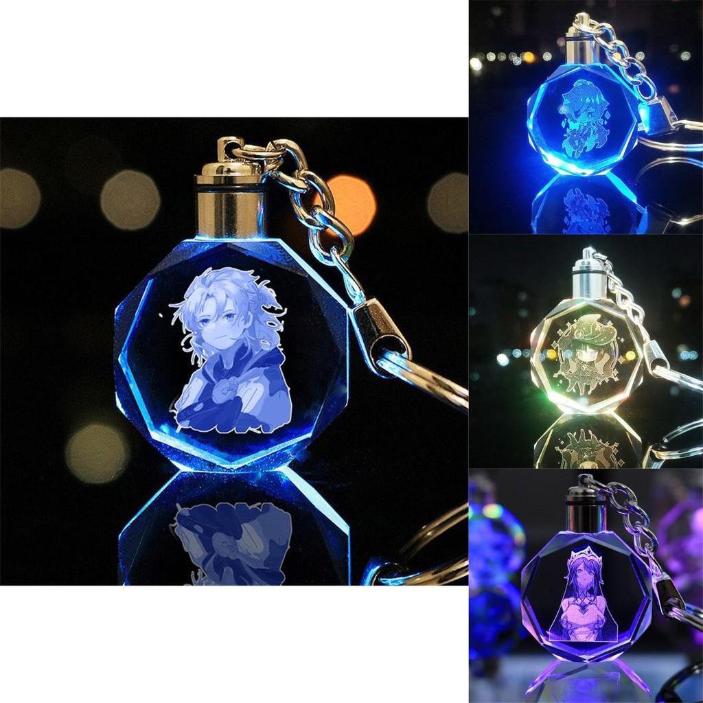 Elegant Genshin Impact Crystal Keychain With Stunning Led Colorful Light For All Occasions