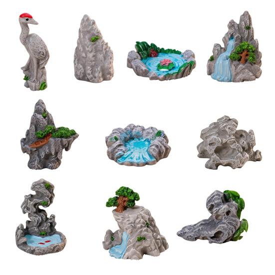 2 szt. Miniaturowa kamienna statua Żywiczne modele sztucznych skał do materiałów do dioram Krajobraz z miniaturowymi pociągami Kolejowy stół piaskowy Akcesoria do ogrodu zen