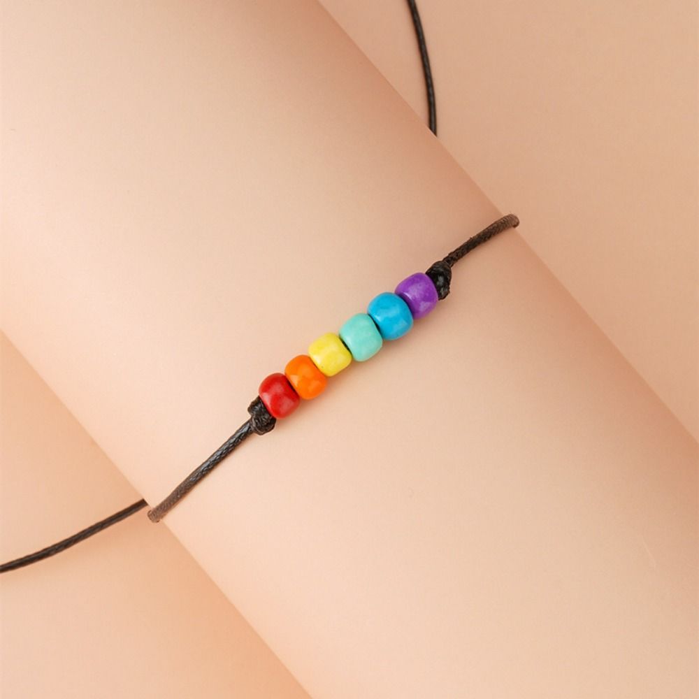 2Pcs Adjustable Rainbow Heart Bracelet Candy Color Friendship Braided Bracelet  Gifts