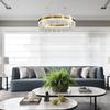 60CM Luxurious Designed Gold Glass Crystal Led Pendant Light Gold Ring Chandelier Round Light Fixture Dining Room Hotel Villa