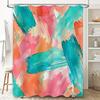 Artistic Bath Shower Curtain Modern Colorful Design for Bathroom Decorations Easy Installation with Hook Rings (Blue Pink Green