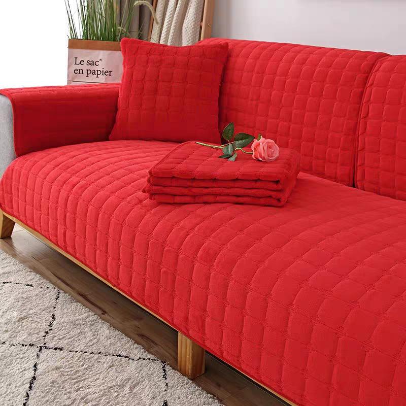 Velvet Sofa Cushion Winter Sofa Slipcover Cover Towel Simple Modern Non-Slip Anti-Wrinkle Thickened Cushion Cover