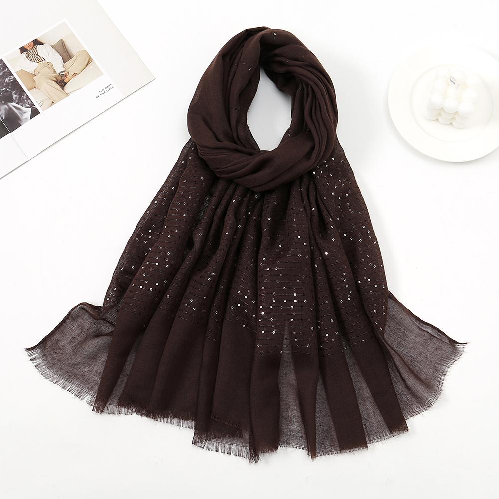 Sequins Cotton Viscose Muslim Hijab Scarves Women Long Shawls Solid Headscarf Head Wraps Islamic Turban Headband Foulard Bandana