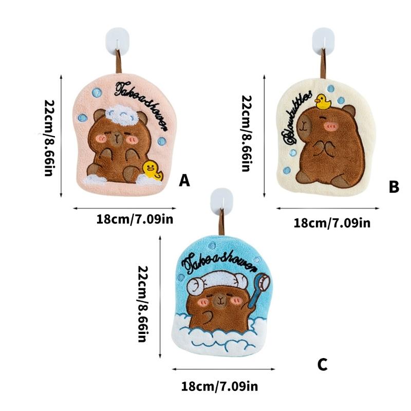 Cute Capybara Shape Hand Towel Quality Coral Fleece Cleaning Rag Perfect for Quick Drying in Kitchens or Bathrooms