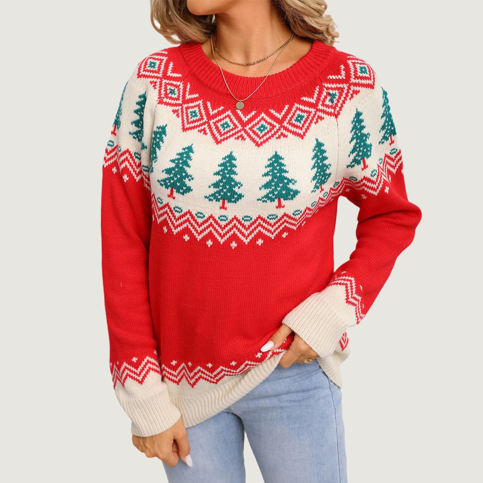 

Женские свитера с длинным рукавом осенние мягкие легкие вязаные свободные свитера топы рождественские S красный