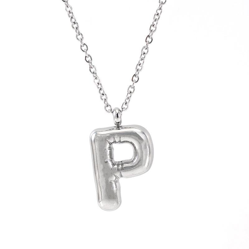 Fashionable Plump Stainless Steel Alphabet Necklace For Women