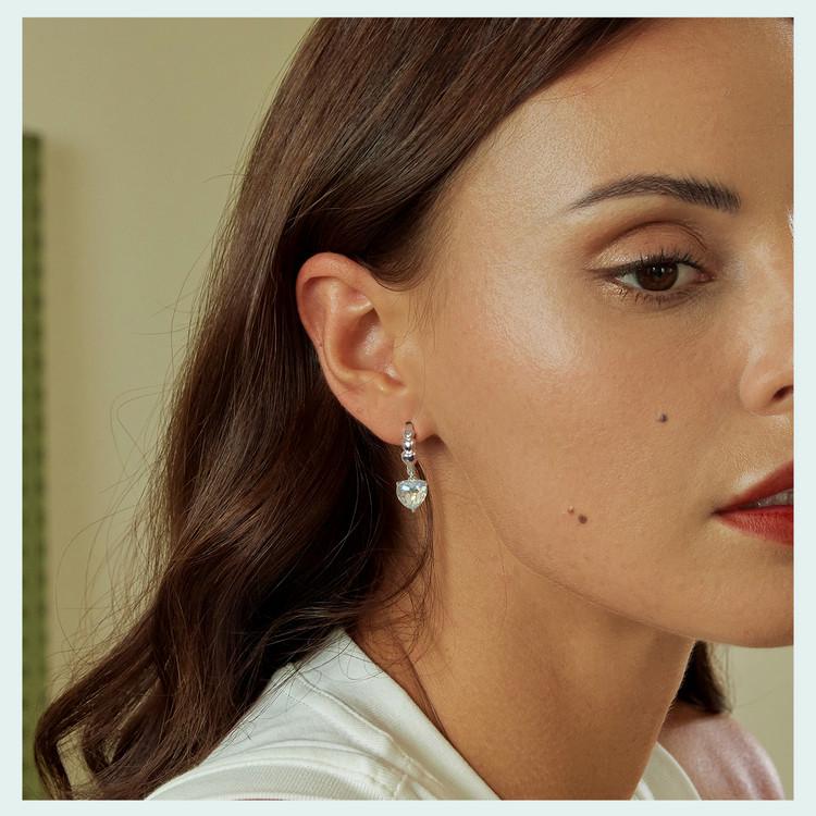 Avle Heart-Shaped Blue-Green Zircon Earrings In S925 Sterling Silver for Women