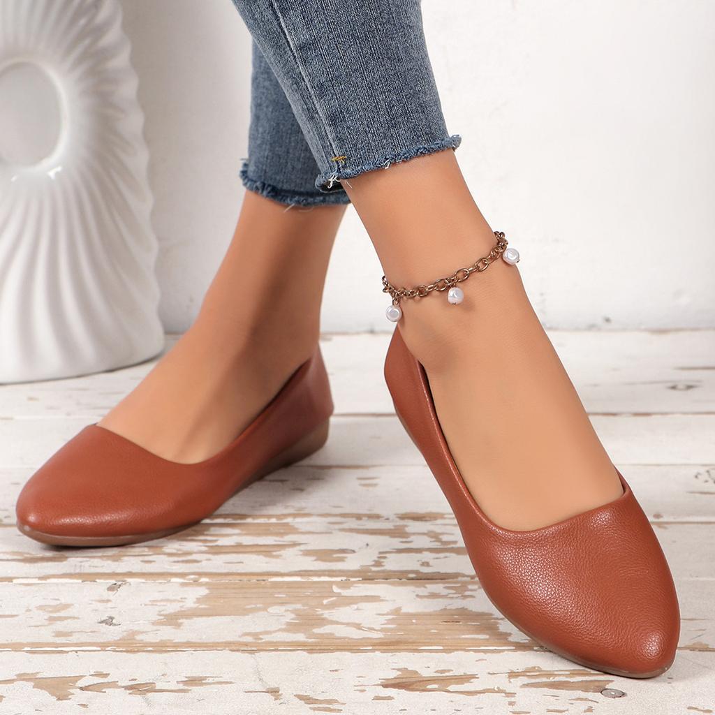 Ladies Large Size Single Shoes Simple Pure Colour Low Heel Flat Bottom Single Shoes Loafers Low Heel Shoes for Women Casual