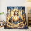Holy Virgin Mary Sacred Heart Clouds Blanket  Printed Blanket for Living Room Bed Couch Lunch Break Soft Cozy Blanket for Friend's Festival Gift