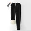 Women's Fashion Solid Color Sports Loose Thickened Thick Fleece Warm Pants