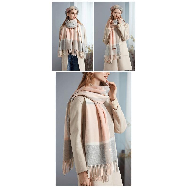Warm Wool Scarf for Women Winter Plaid Design Soft Wear Open Scarves Female High Quality