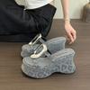 Fashion Casual Thick Soled Flip Flops for Women Summer New Fashion Metal Buckle Leopard Print Hollowed Out Beach Wedge Sandals Size34 39