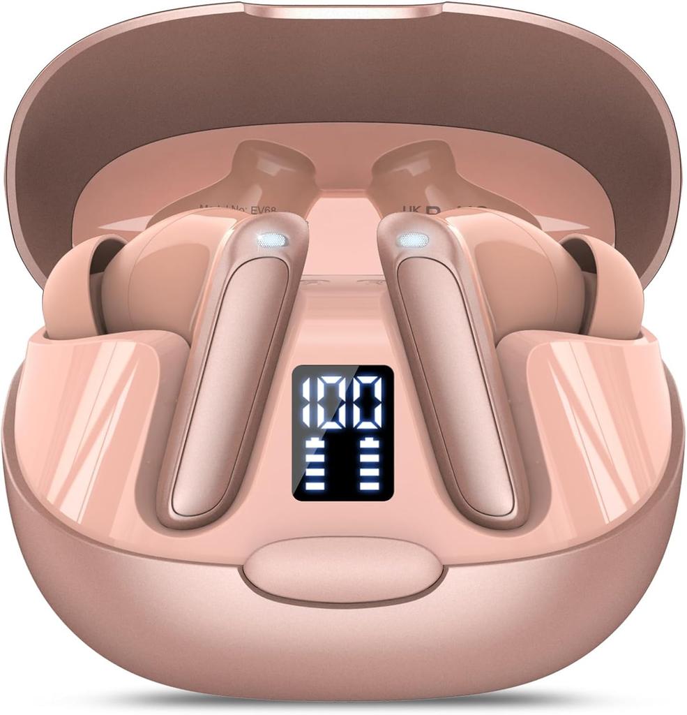 Upgraded Compact and Lightweight Bluetooth Wireless Earbuds with ENC Noise Auto and Charging [2025 Edition] Hi-Fi Cancellation, Pairing, Type-C