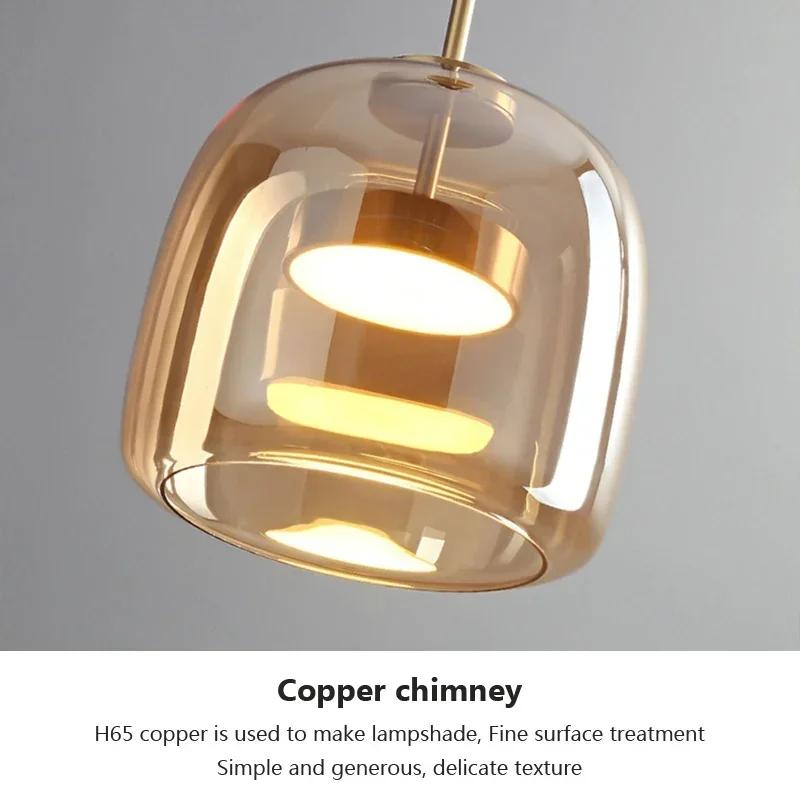 LED Pendant Glass 3 Heads Amber Anthracite For Living Room Dining Table Hotel Bar Office Indoor Turn Decorative Lighting Fixture
