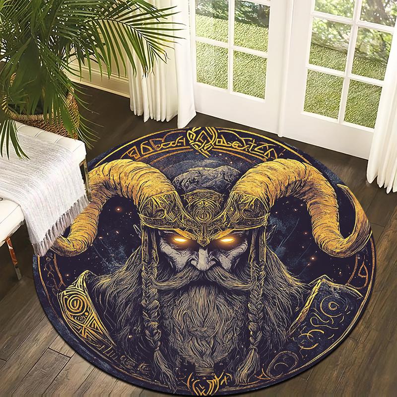

Nordic Gladiator Theme Flannel-printed round floor mats are slip-resistant Suitable living room bedroom terrace garden carpets 60cm