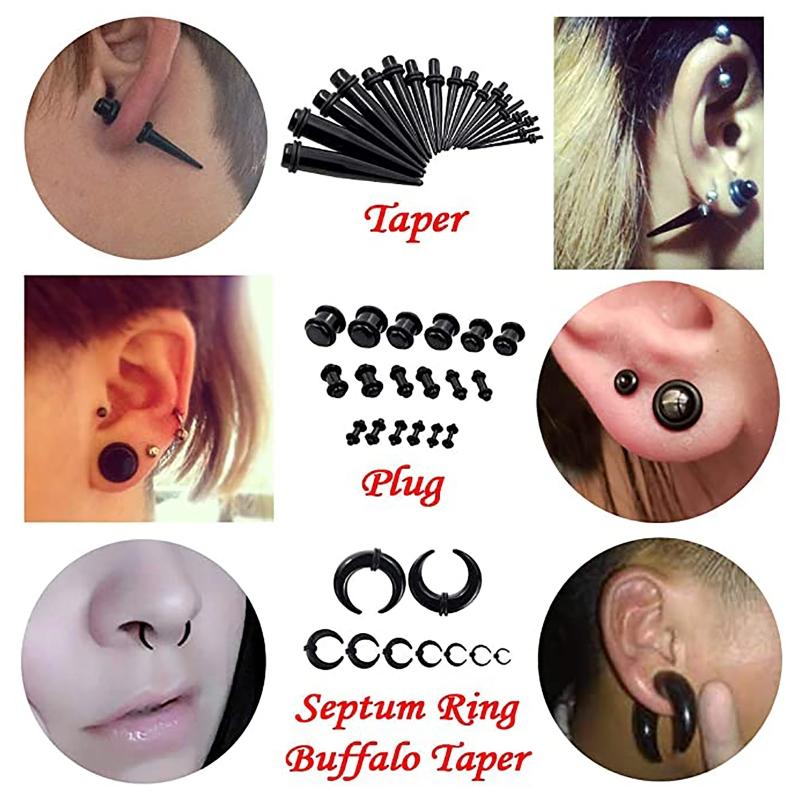 14G-00G Ear Expander Kit Acrylic Tapers Plugs Acrylic Cone Silicone Tunnel Spiral Cone Piercing Kits for All Piercings