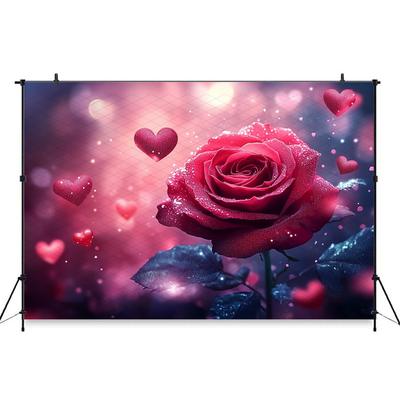 Mocsicka Rose Photo Background Valentine's Day Love Heart Flower Wallpaper Decorations Adult Girl Wedding Backdrop Studio Banner