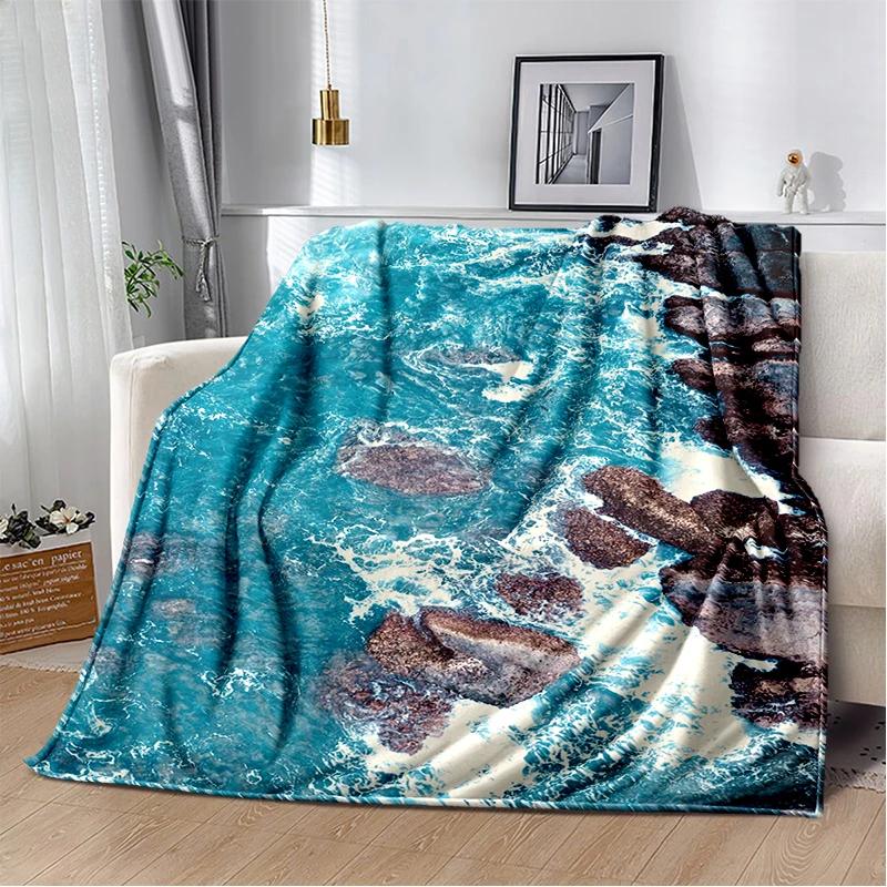 29 Style New Sea Water Beach Reef Nature Scenery 3D Blanket,Soft Throw Blanket for Home Bedroom Bed Sofa Travel Picnic Cover Kid
