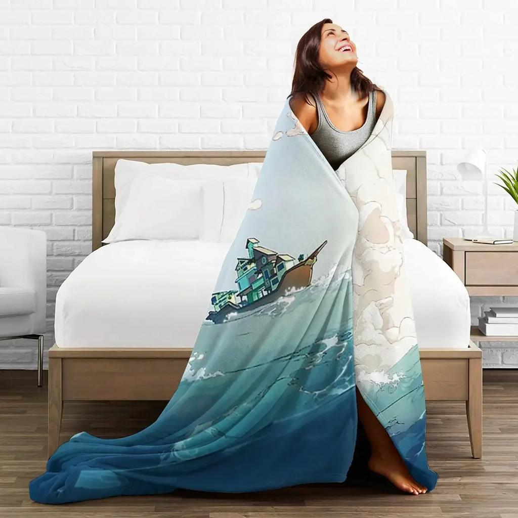Spiritfarer - Sun - Waves - Boat Blankets Soft Warm Flannel Throw Blanket Cover for Bed Living Room Picnic Travel Home Couch