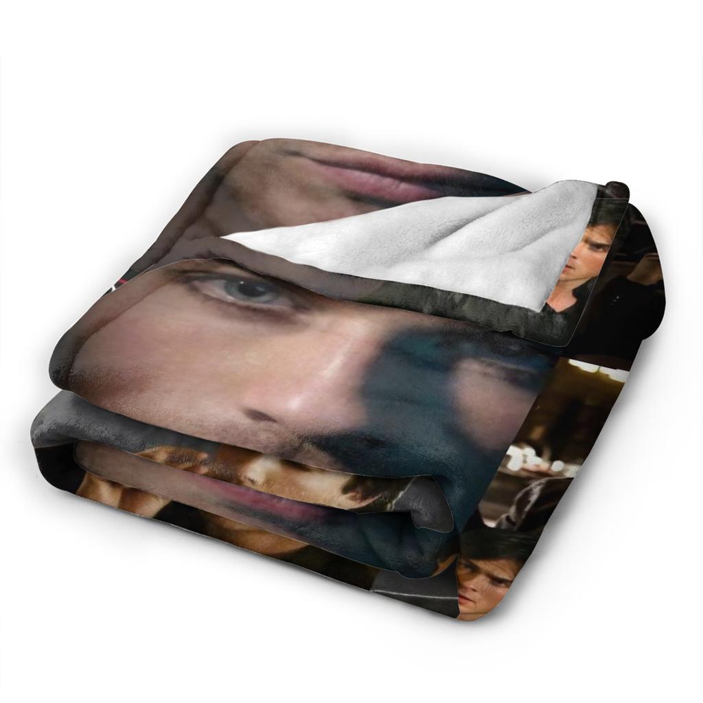 The Vampire Diaries Damon Salvatore TV Series Flannel Blankets Warm Throw Blanket for Couch Bed Travel Bedspread Sofa Bed Cover