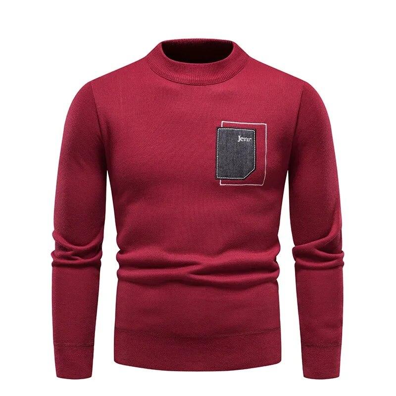 

2024 весна-зима, новые мужские пуловеры с полуводолазкой, мужская модная однотонная толстая и теплая рубашка на низу, мужская повседневная одежда ASIAN XXXXL винный