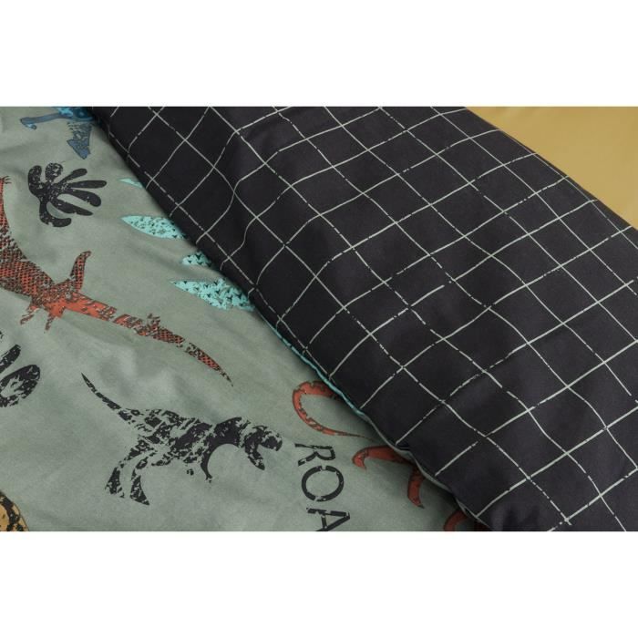 Housse De Couette - Trias Dino - Vert - 140x200cm - 100% Coton - Qualité Supérieure