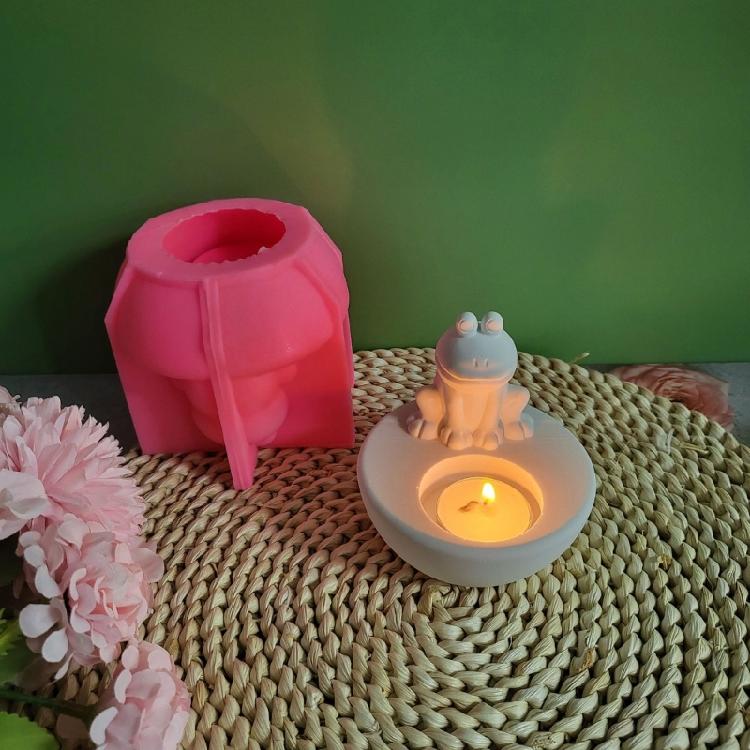 Animal Candlesticks Silicone Mould Cute Frog Candle Holder Concrete Resins Molds