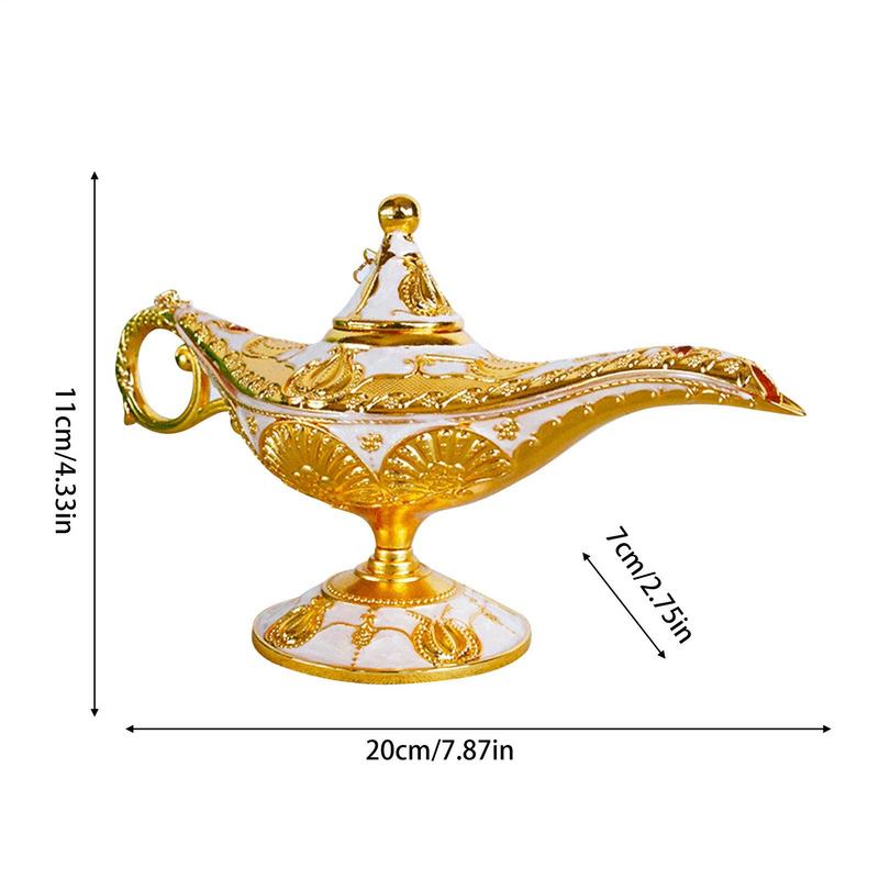 Legendary Aladdin Lamp Vintage Aladdin Lamp Metal Crafts Classic Arabian Costume Props Tabletop Decor for Wedding Party