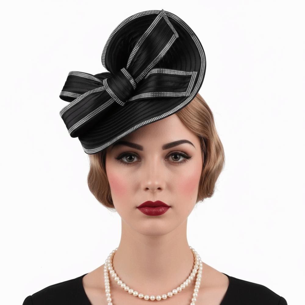 Elegancka Opaska do Włosów z Kokardką i Cyrkoniami Wykwintna Opaska Maskaradna na Scenę