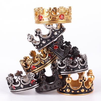 Men's Vintage Stainless Steel Ring Black Silver King Crown Gothic Band Royal King Crown Ring