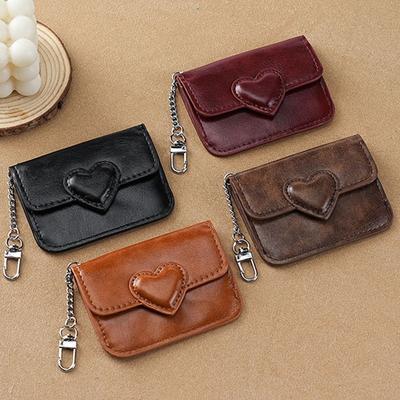 New Fashion Heart Shaped Mini Card Wallet High Quality PU Leather Card Holder Multi-card Card Bag Coin Purse Cash Coin Bag