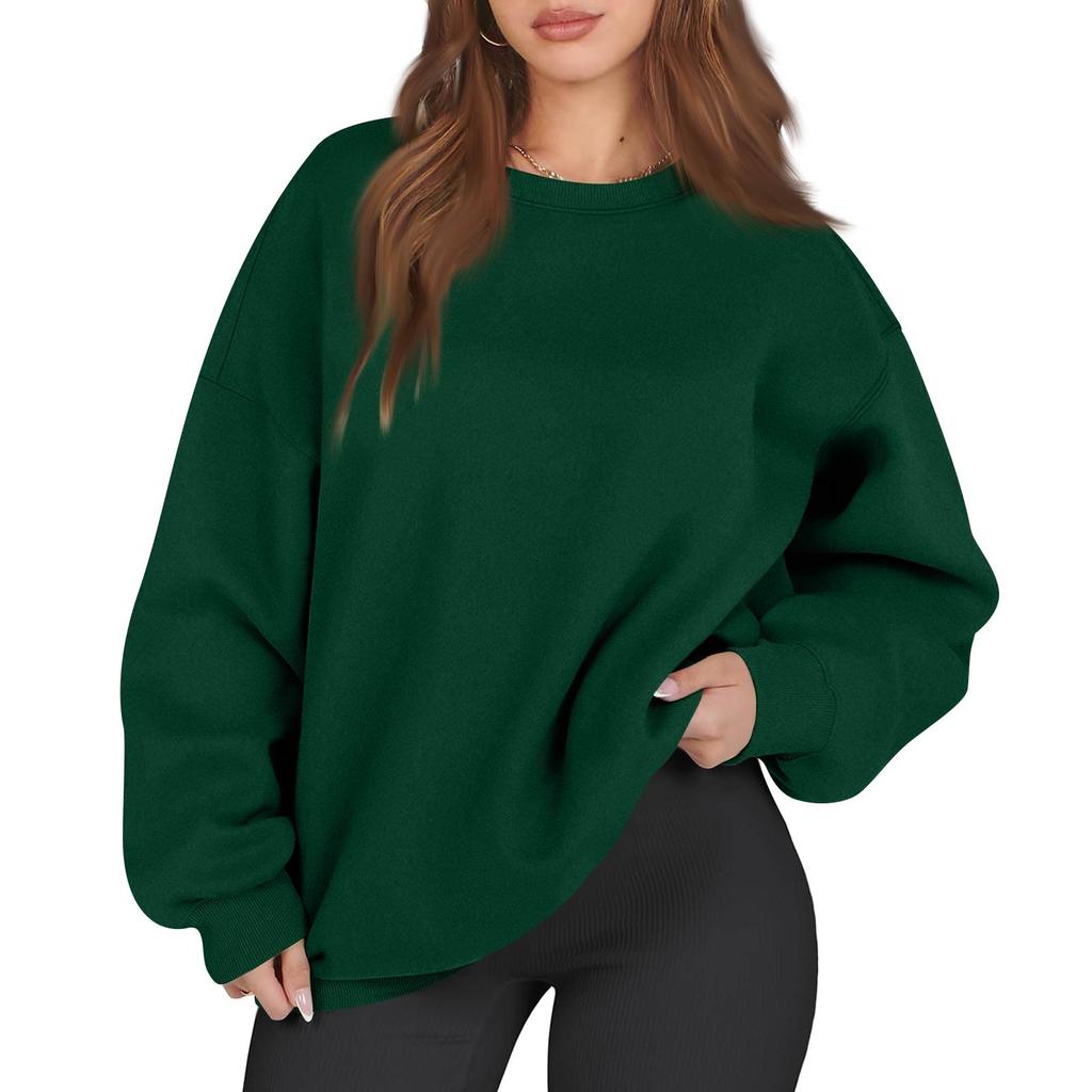 Women's Fashion Long Sleeve Loose Oversize Solid Color Half Zipper Neck Sweater Top With Pockets