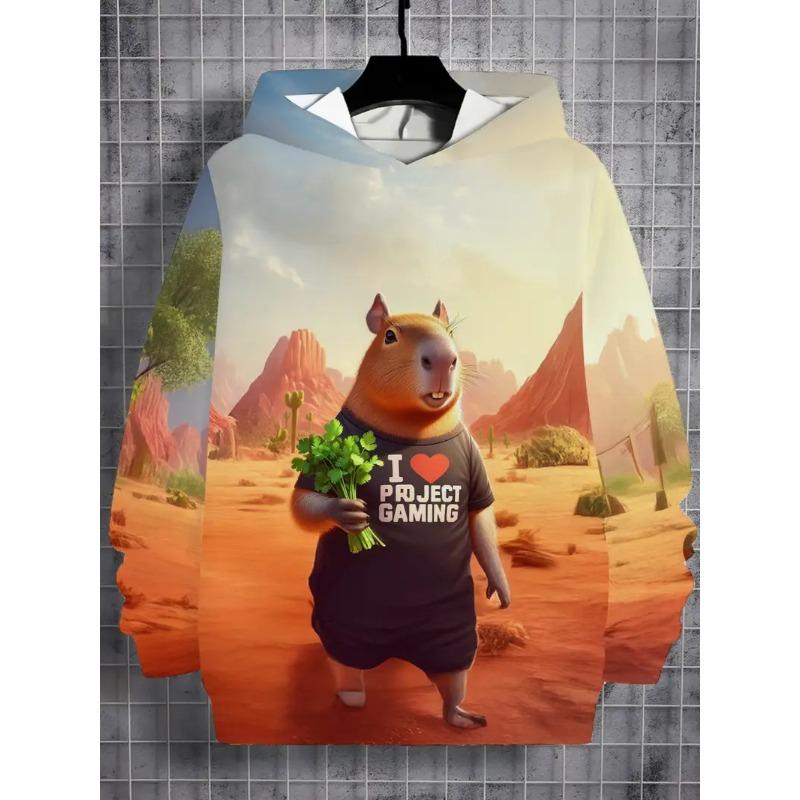 Cute Capybara 3D Print All Seasons Men Hoodies Women Casual Sweatshirt Cool Pullover Tops Unisex Cartoon Clothes Unisex Hoodies