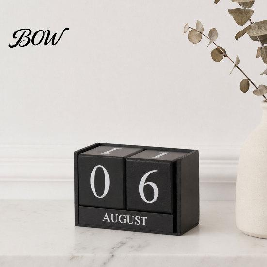 Durable Iron Art Calendar Metal Bird Perpetual Desk Calendar, Frame Desktop Office Accessory with Rotating Flip Month Date Display for Home