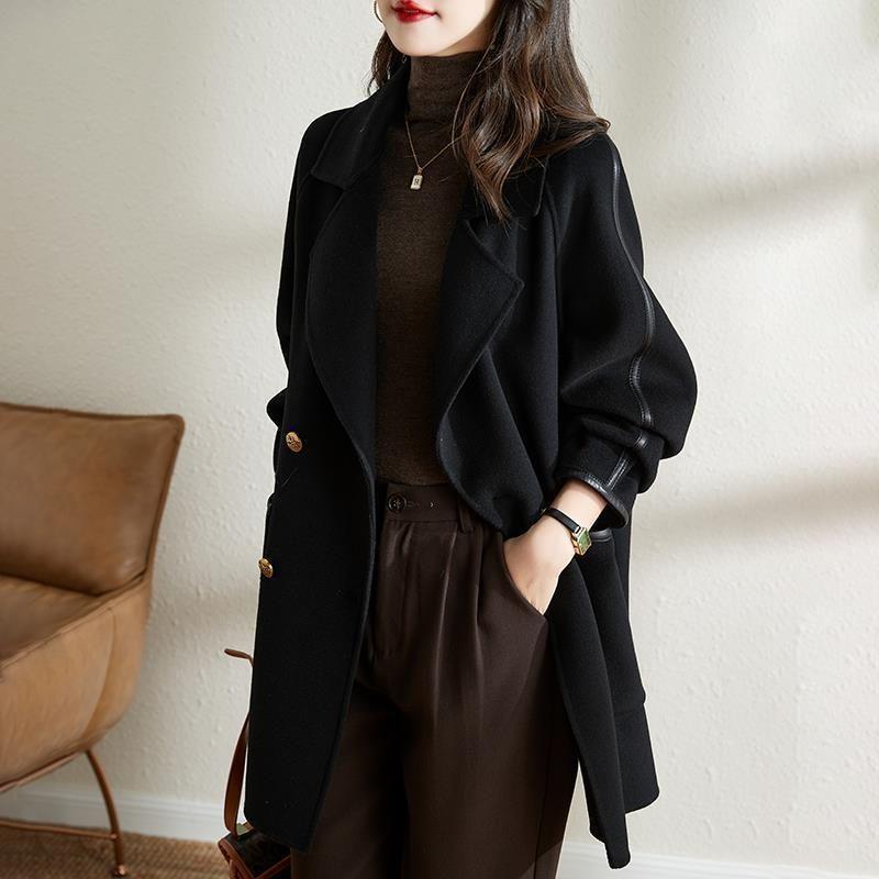 Woolen Coat Women's Autumn and Winter New Korean Style Raglan Sleeve Double-breasted Temperament Coat
