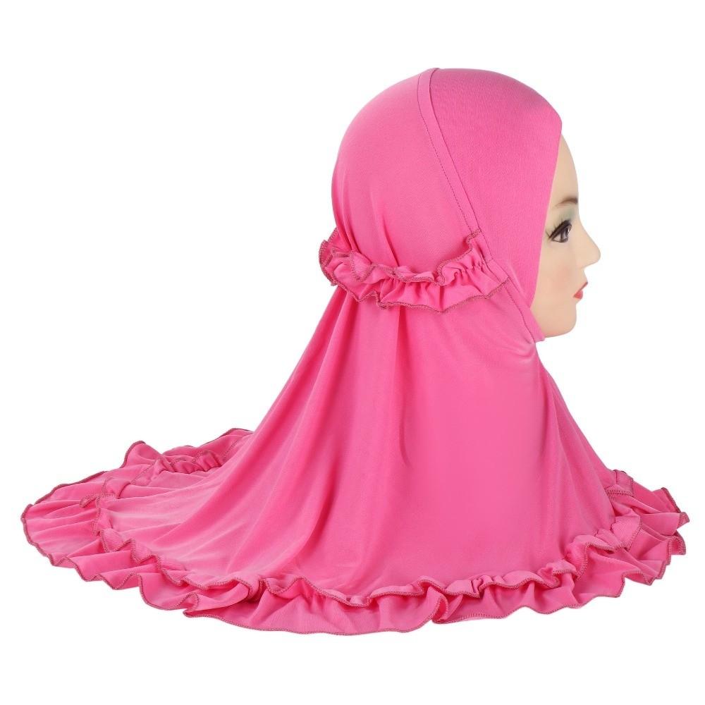 With Crinkles Ruffled Hem Hijab Soft Turban Caps Elegant Girl's Head Scarf Eid Al-Fitr