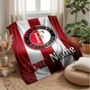 Feyenoord Custom Name Text Flannel Blanket Soccer Logo Personalized Fleece Throw Blanket Special Gift For Sofa Bedroom Home
