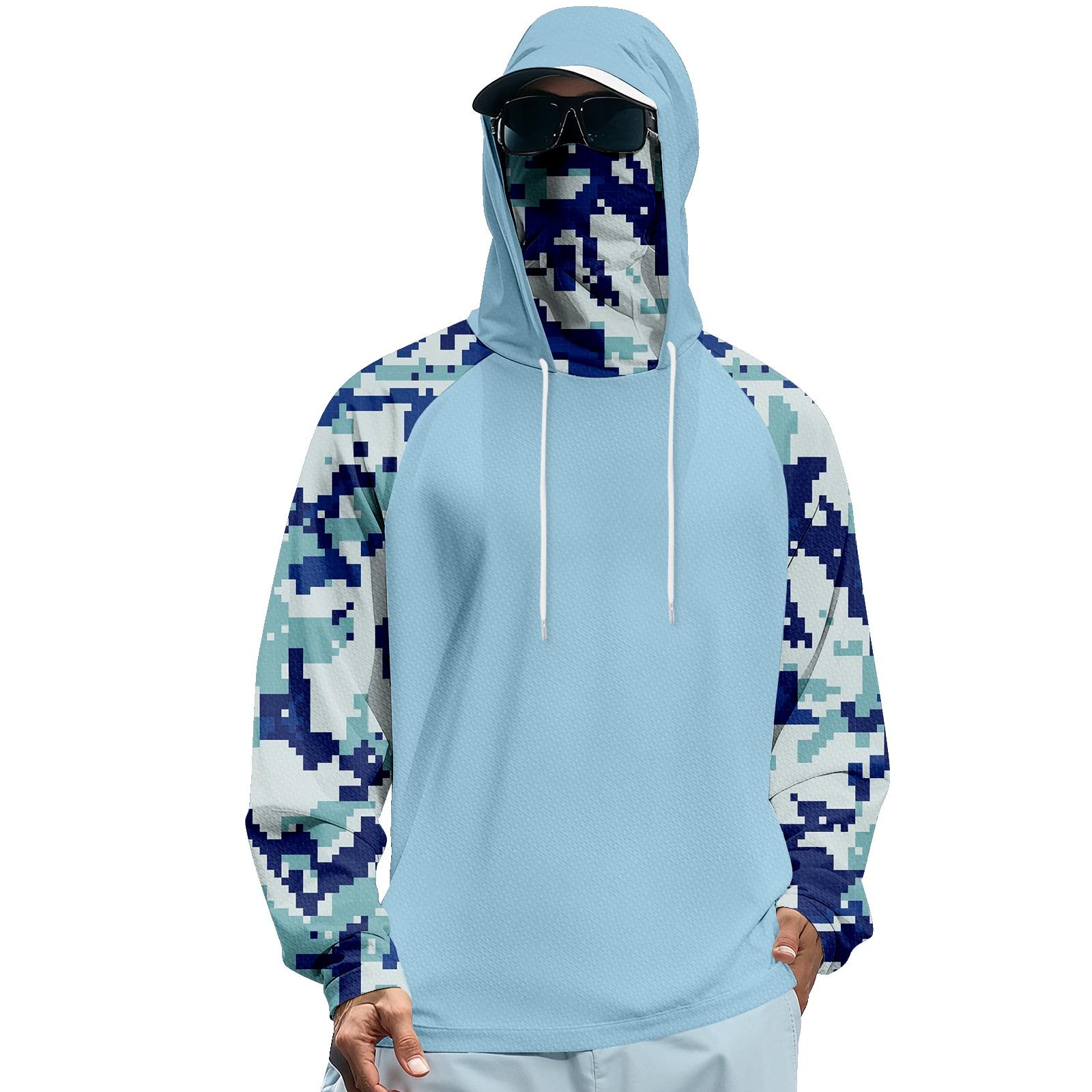 

Унісекс однотонний худі з капюшоном, маскою для обличчя та плюшевими рукавами реглан XL