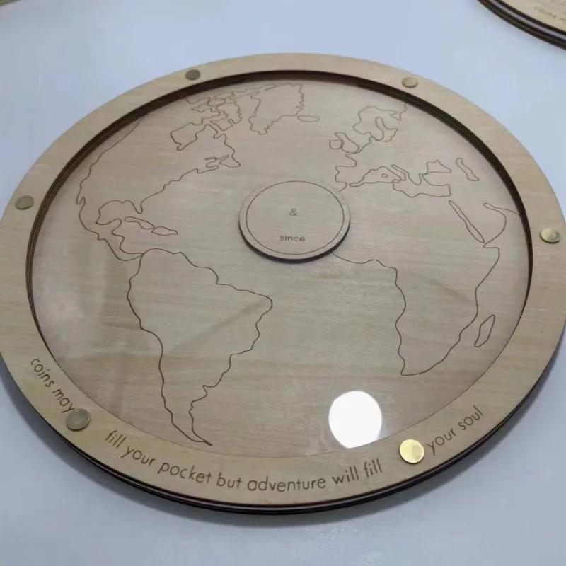 Coin Holder Travel Gift Cash Vault Wooden Savings Box with Cut-Out Design Money Savings Box, Wooden Bank for Kids