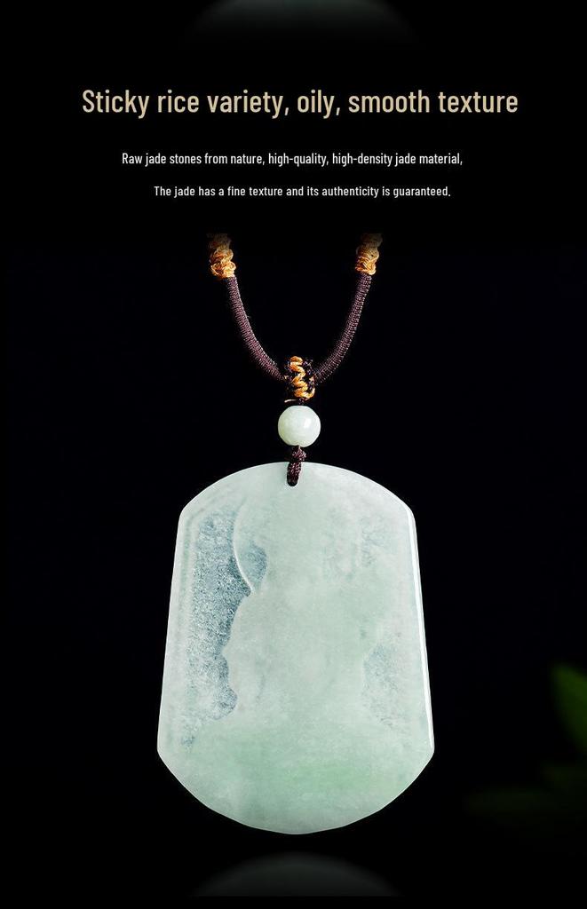 Natural A-Grade Jadeite Bodhisattva Ice Jade Pendant - Zodiac Horse Guardian for Men & Women