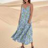 Women's Fashion Casual Floral Print Sleeveless Pocket Long Beach Dress