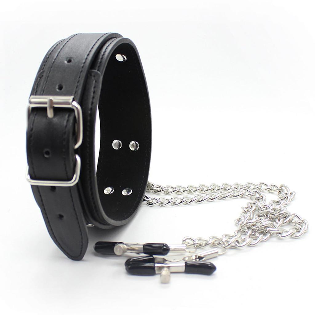 Ifukens Gag Collar with Nipple Clip Human SM Goods Restraint Set Restraint Nipple Attack Adult Goods Beginner Ball Gag Opener Gag Nipple Ring Nipple