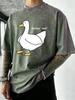 Follow The Goose Design Men Washed T Shirt Summer Hip Hop TShirt Crewneck Cotton Sportswear Casual Oversized Short Sleeves
