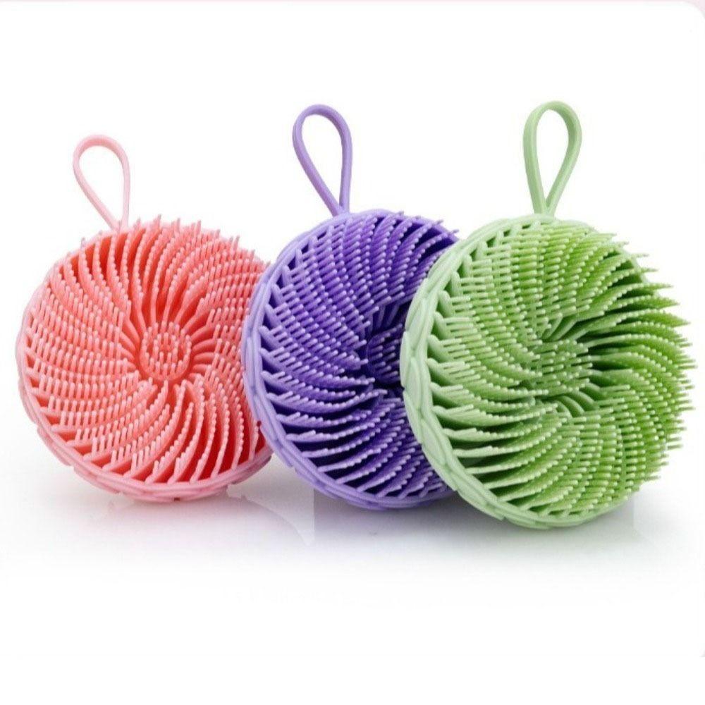 Lotus Shape Silicone Shampoo Brush Double Side Shower Brush Soft Bath Scalp Massage Brush  Spa