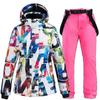 Costum de schi pentru femei Impermeabil Rezistent la vânt Termic Jachetă de schi Snowboard Pantaloni Set Sporturi în aer liber