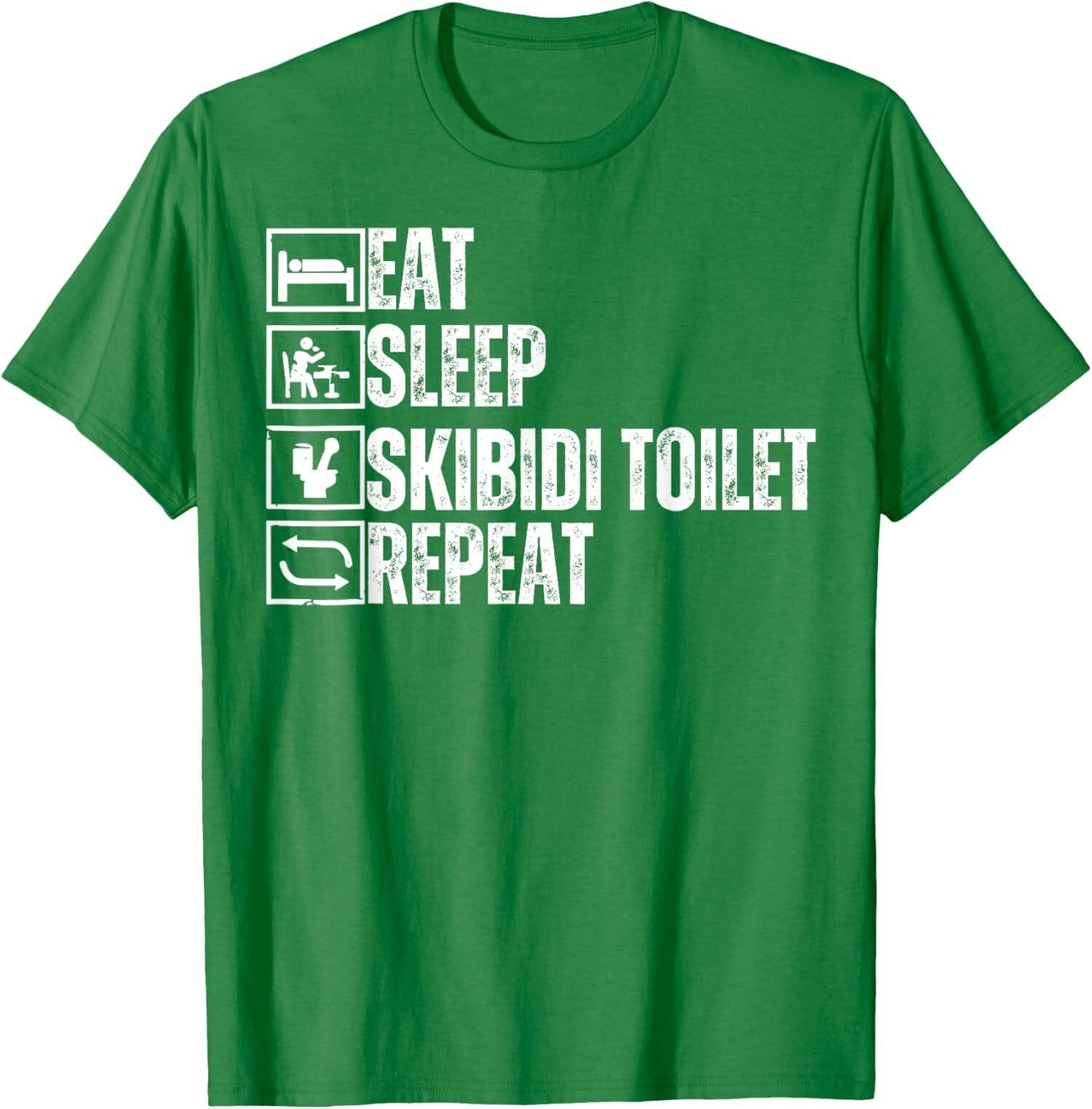 Eat Sleep Skibidi Toilet Repeat Brainrot Memes Funny Unisex T-shirt XL