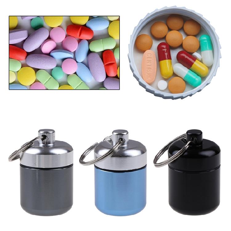 Box Keychain Mini for Pill Holder Waterproof Aluminum Alloy for Pill fo