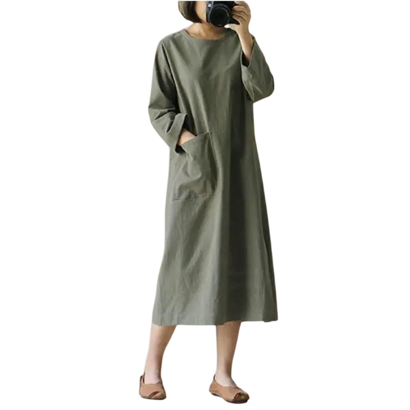 

Женское модное повседневное платье свободного кроя с карманами и рукавами три четверти, средней длины L