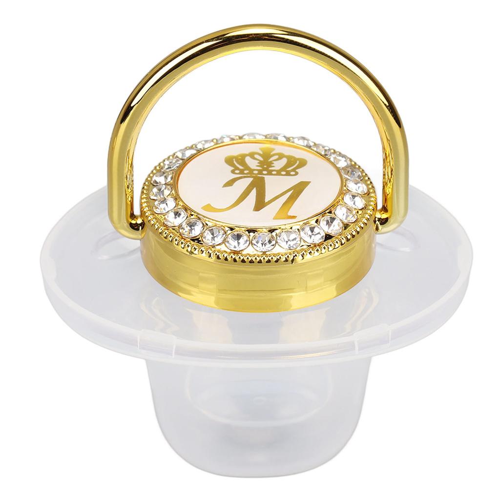 Baby Pacifier Teething Golden Rhinestone Nipple Letters Pacifier for Baby Baptism Bathing